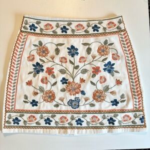 NWT Francesca's Mi Ami Floral Embroidered Mini Skirt - White, Blue, Orange